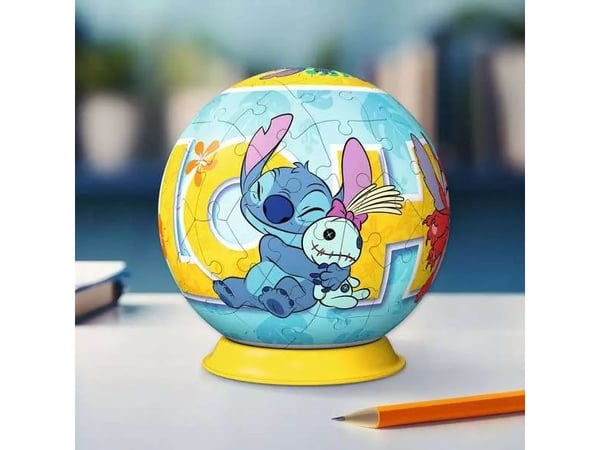 Ravensburger 3D Puzzle Ball: Disney Stitch, 73 stykker, Tegneserier, 6 år