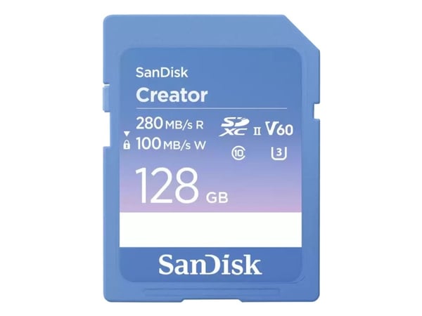 SanDisk Creator - Flashminnekort - 128 GB - Video Class V60 / UHS-II U3 / Class10 - SDXC UHS-II