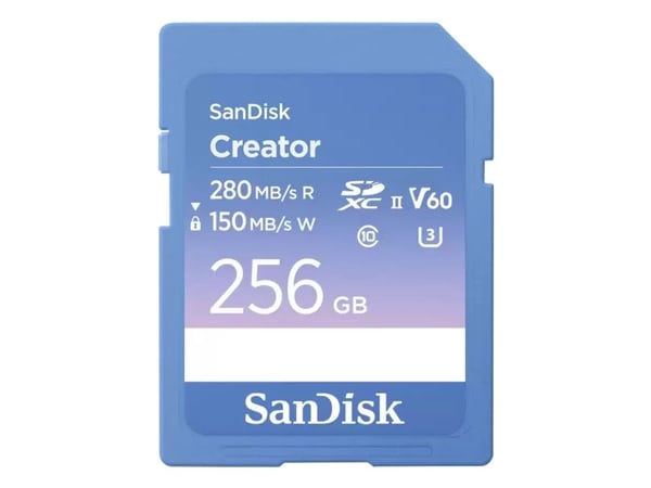 SanDisk Creator - Flashminnekort - 256 GB - Video Class V60 / UHS-II U3 / Class10 - SDXC UHS-II