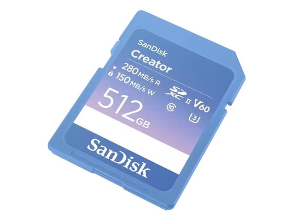 SanDisk Creator - Flashminnekort - 512 GB - Video Class V60 / UHS-II U3 / Class10 - SDXC UHS-II