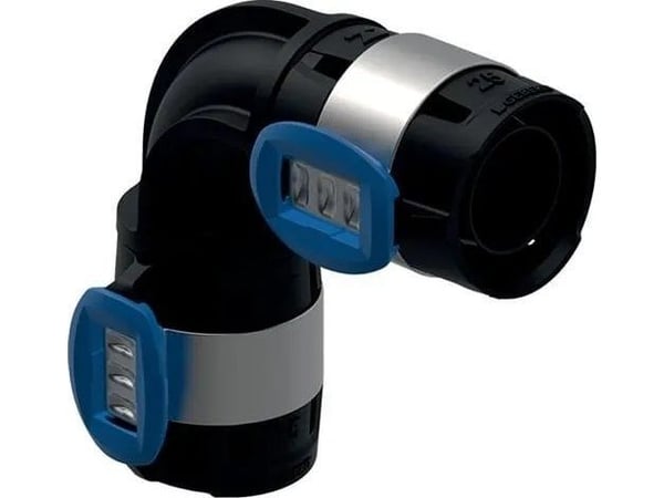 Geberit FlowFit bøjning 90°, 40 mm, sort PPSU