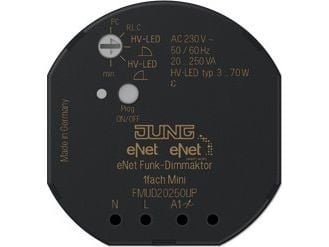 JUNG FM UD 20250 UP, Dimmeaktuator, Flush-montert, 868 MHz, 20 mW, 100 m, Svart
