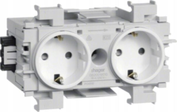 HAGER Pistorasia Ecoline 2xSchuko etuasennukseen RAL9016