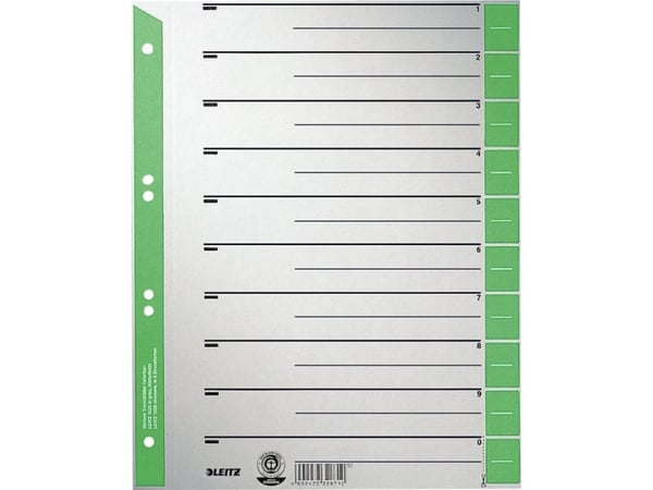 Leitz - Inndeler - fortrykt: 0-9 - for A4 (210 x 297 mm) - med fliker (en pakke 100)