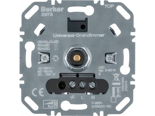 Berker Uni pyörivä himmennin (R,L,C,LED) 2973 valonsäädin 4011334510079