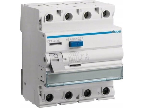 Hager CFA463D, 230/400, Grå, Hvid