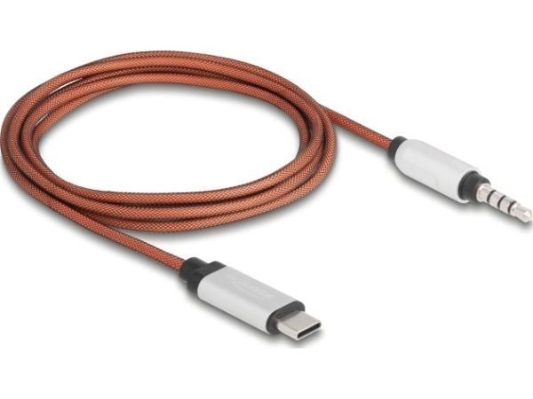 Delock - Lydkabel - USB-C hann til mini-phone stereo 3.5 mm hann - 1.2 m - sølv, oransje