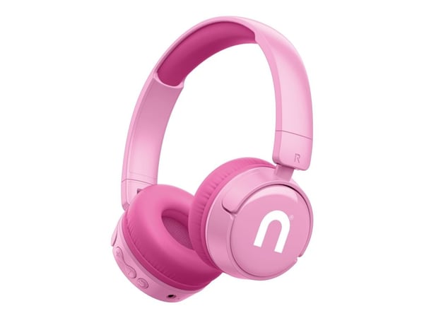 Niceboy Hive Kiddie - Hodetelefoner med mikrofon - on-ear - Bluetooth - kablet, trådløs - 3,5 mm jakk - rosa