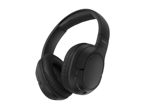 Belkin SoundForm Surround - Hodetelefoner med mikrofon - full størrelse - Bluetooth - trådløs, kablet - USB-C, 3,5 mm jakk - svart