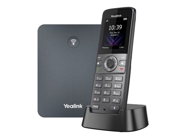 Yealink W71P - Trådløs VoIP-telefon med anrops-ID - IP-DECT - treveis anropskapasitet - SIP, VQ-RTCPXR, RTCP-XR, SIP v2 - romgrå, klassisk grå