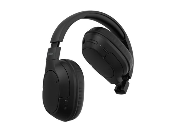 Belkin SoundForm Surround - Hodetelefoner med mikrofon - full størrelse - Bluetooth - trådløs, kablet - USB-C, 3,5 mm jakk - svart