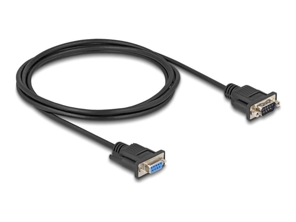 Delock - Seriell kabel - DB-9 (hann) til DB-9 (hunn) - 2 m - tommelskruer, støtter RS-232 seriell grensesnitt - svart