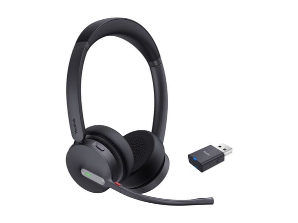 Yealink WH64 Hybrid Dual - Hodesett - on-ear - DECT / Bluetooth - trådløs - USB-A via DECT adapter, USB-C - UC-sertifisert