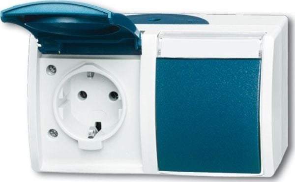 ABB 20/2 EWN-53, Typ F, 2P+PE, Grön, Grå, Blå, Termoplast, Plast, IP44, 145 mm