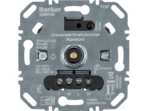 Berker Uni-Rotary Dimmer Comfort (R,L,C,LED), Softr. 296110