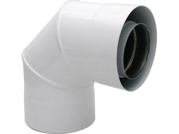 SpiroFlex 80/125-60/100 turbo 90° reducerande dubbelvägg vit