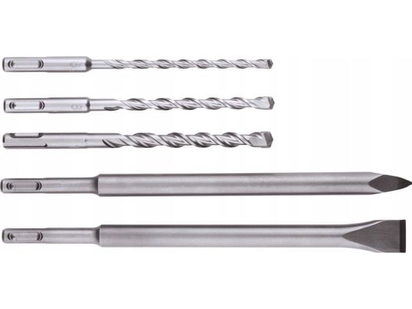 Metabo SDS-plus - Drillbit- og meiselsett - for betong, murverk, stein - hammerbit - flat, spiss - 5 deler - 6 mm, 8 mm, 10 mm - SDS-plus - lengde:...