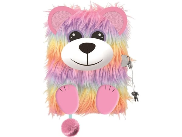 A5 96k linjer My Little Friend RAINBOW BEAR turkis bjørnedagbok med 3D-hengelås |