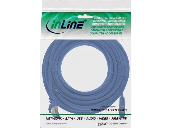 InLine patch cable Cat.6A S/FTP TPE LSZH CCA blue 5m - Kaapelit - Verkko (72605B)