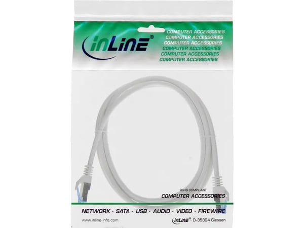 InLine patch cable Cat.6A S/FTP TPE LSZH CCA harmaa 3m - Kaapelit - Verkko (72603)