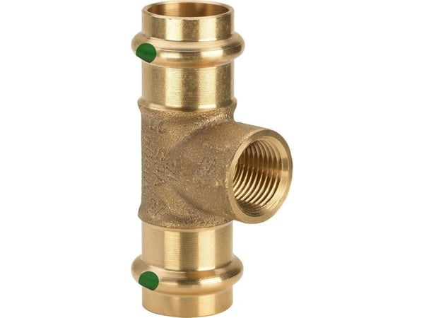 VIEGA SANPRESS tee 28mm x¾" af rødgods, med SC-Contur med indvendig gevind