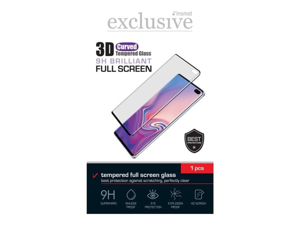 Insmat Exclusive - Skjermbeskyttelse for mobiltelefon - full skjerm - 3D - glass - rammefarge svart - for OnePlus 13