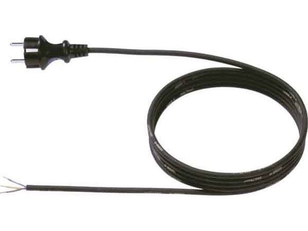 Bachmann H07RN-F3G - Strömkabel - Typ F (hane) till blank tråd - AC 250 V - 16 A - 3 m - formpressad - svart - Tyskland