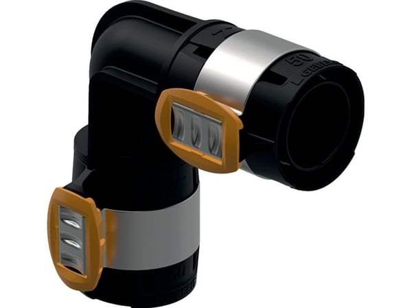 Geberit FlowFit bøjning 90°, 50 mm, sort PPSU