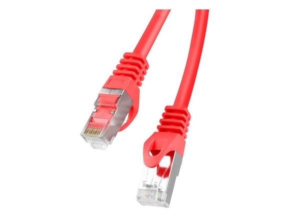 Lanberg - Patch-kabel - RJ-45 (hane) till RJ-45 (hane) - 5.7 mm - FTP - CAT 6 - formpressad, hakfri, tvinnad - röd, RAL 3017