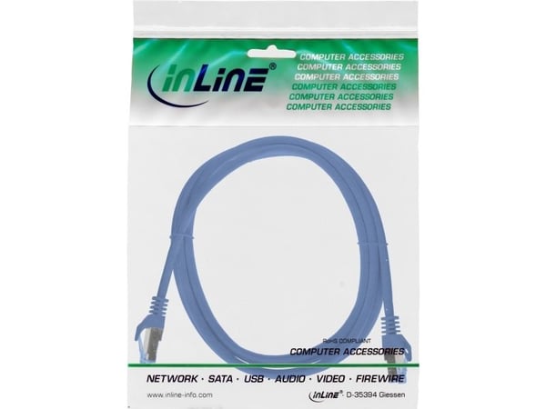 InLine patch cable Cat.6A S/FTP TPE LSZH CCA blue 0.5m - Kaapelit - Verkko (72655B)