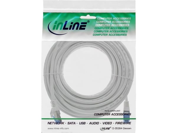 InLine patch cable Cat.6A S/FTP TPE LSZH CCA harmaa 7.5m - Kaapelit - Verkko (72607)