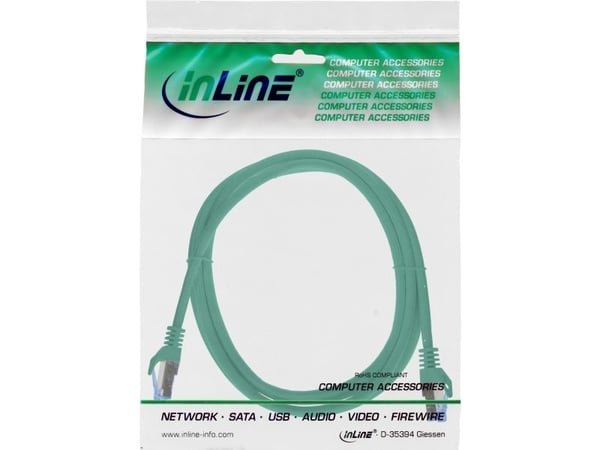 InLine Patch-kabel Cat.6A S/FTP TPE LSZH CCA grønn 3m - Kabel - Nettverk (72603G)
