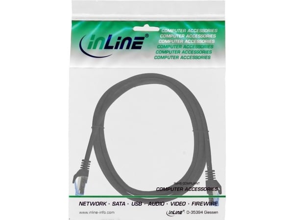 InLine 72655S, 0,5 m, Cat6a, S/FTP (S-STP), RJ-45, RJ-45, Svart