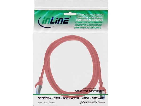 InLine Patch-kabel Cat.6A S/FTP TPE LSZH CCA rød 0,5m - Kabel - Nettverk (72655R)