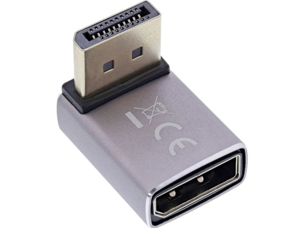 InLine DisplayPort 1.4 -sovitin pistorasiaan 90° ylhäältä 8K (17291G)