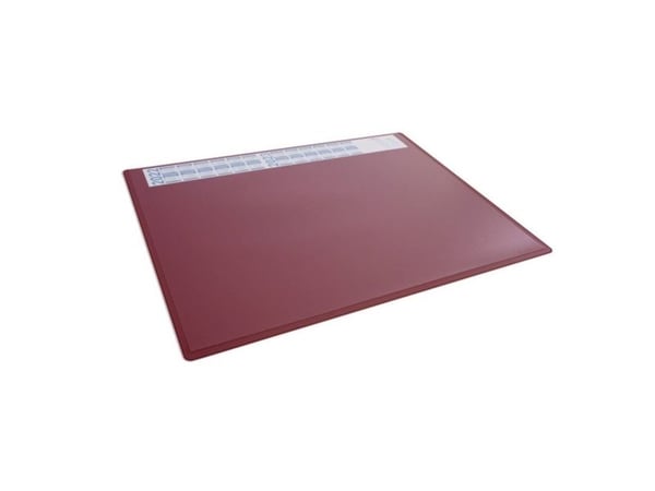 Skriveunderlag 650x500 mm rød - med kalender og transparent dækplade PP