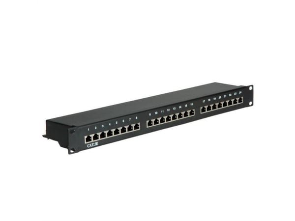 Value Cat.5e Patch Panel 24P, STP, black, Svart