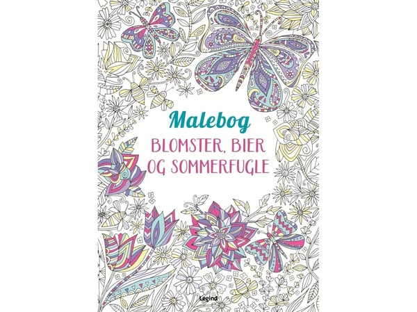 Malebok: Blomster, bier og sommerfugler