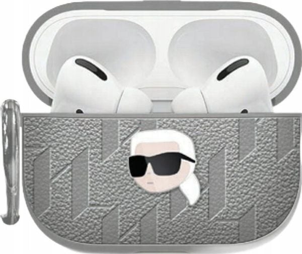 Karl Lagerfeld Monogram Karl Head AirPods 4 -kotelo hopeisena