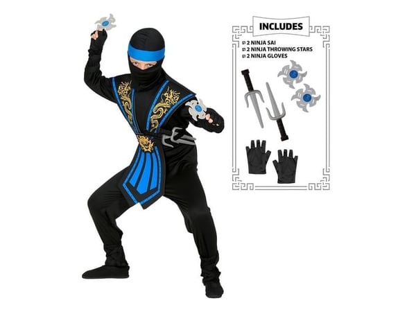Blå combat ninja-kostym