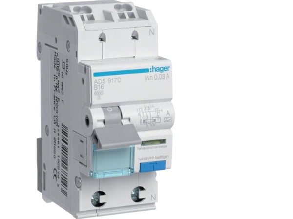 Hager ADS917D, 16 A, 50 hz, 16 A, 127 V, Typ B, Typ A