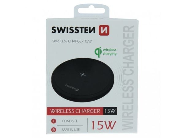 Swissten 22055504, Innendørs, AC, Trådløs lading, 1,5 m, Sort