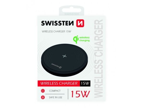 Swissten 22055504, Innendørs, AC, Trådløs lading, 1,5 m, Sort