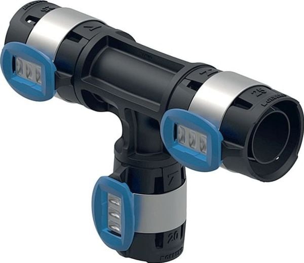 Geberit FlowFit T-stykke reduceret: PPSU, d=32mm, d1=25mm, d2=25mm