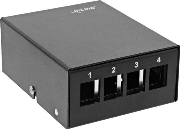 InLine 76264S, DIN-skinne, Svart, SPCC, RJ-45, 88 x 113 x 45 mm, 88 mm