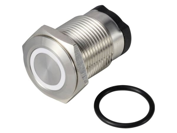 TRU COMPONENTS TC-13224180 ONPOW6316F-10ZE/Q/W/12V/S Painike 36 V DC/AC 2 A 1 x Pois päältä/(Päälle) Napsautus valkoinen IP65 1 kpl 1 kpl