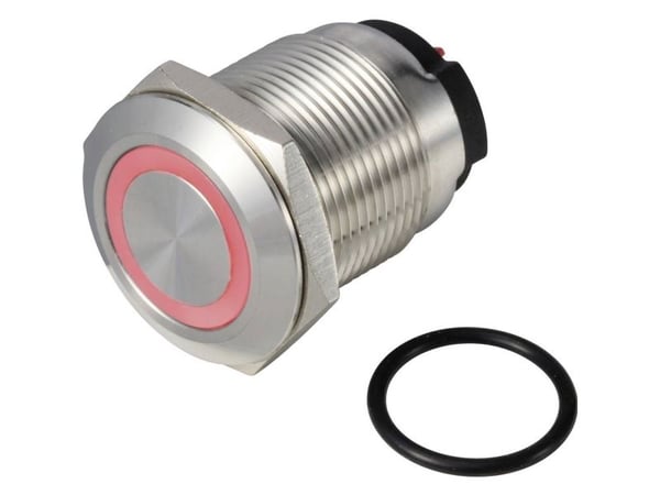 TRU COMPONENTS TC-13224192 tryckknapp 36 V DC/AC 2 A röd IP65 1 st