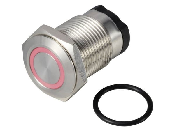 TRU COMPONENTS ONPOW6316F-10E/Q/R/12V/S Painonappi 36 V DC/AC 2 A 1 x Pois päältä/(Päälle) IP65 Painonappi Punainen 1 kpl 1 kpl