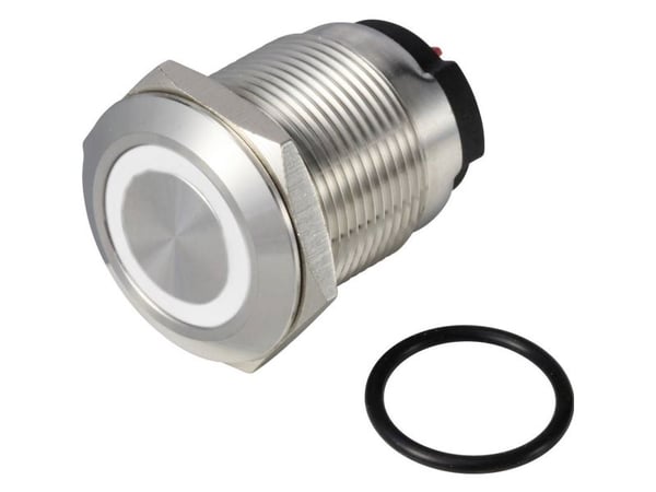TRU COMPONENTS TC-13224208 ONPOW6319F-10E/Q/W/12V/S Painike 36 V DC/AC 2 A 1 x Off/(On) Painike valkoinen IP65 1 kpl 1 kpl