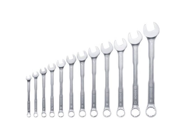 Bosch 1 600 A02 Z9D, 6,7,8,9,10,11,12,13,14,15,17,19 mm, Rustfritt stål, Kromvanadiumstål, Satin, 12 stykker